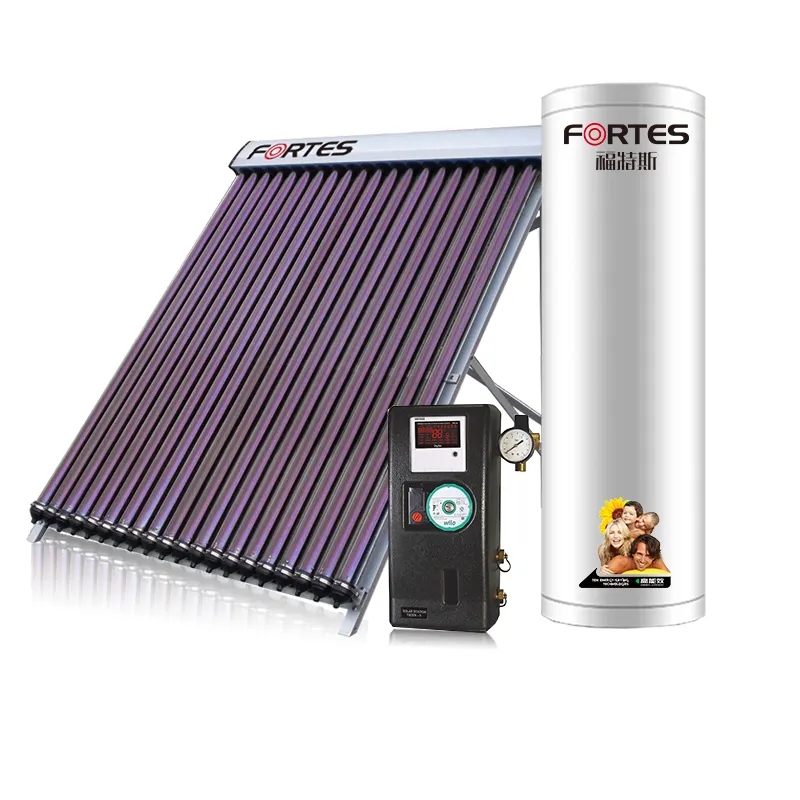 Split solar energy water heater heating system pressurized Heat pipe solar collector panel roof system