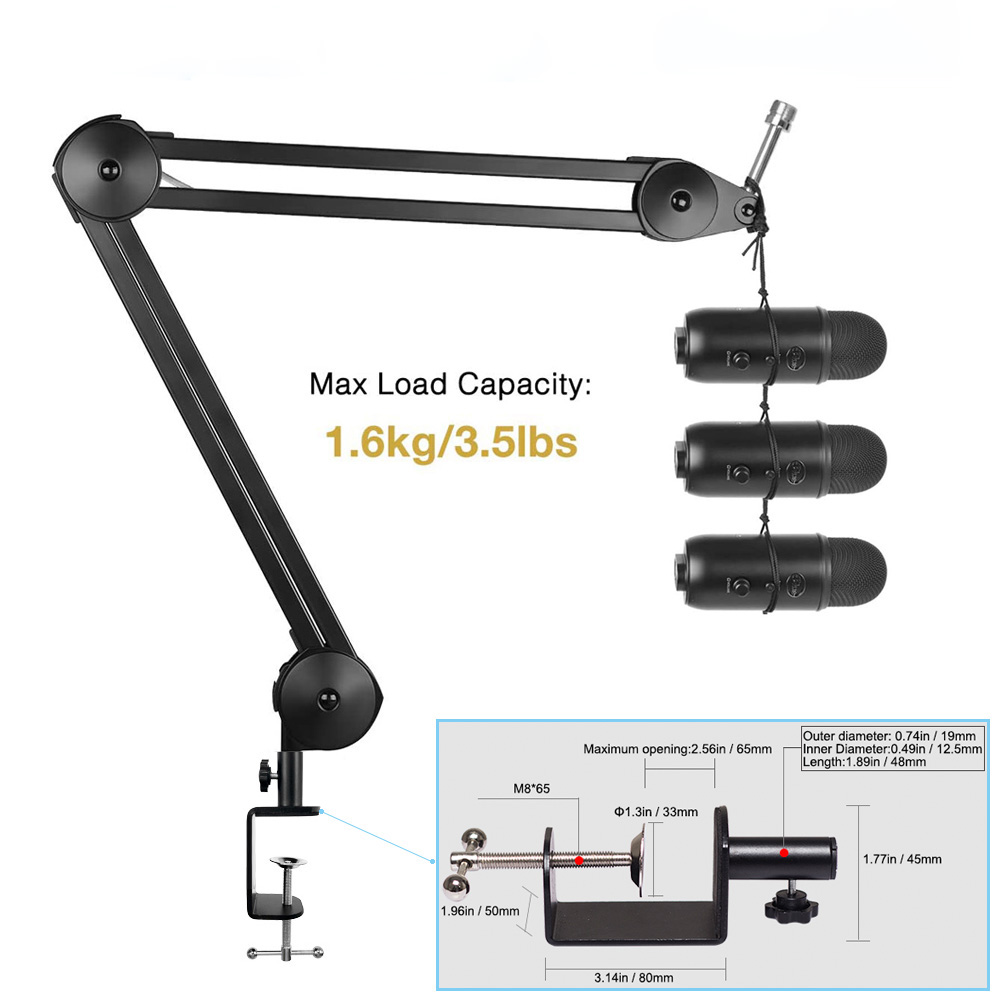 SUT-BM35A Professional Microphone Arm Stand Adjustable Suspension Scissor Mic Stand with Pop Filter