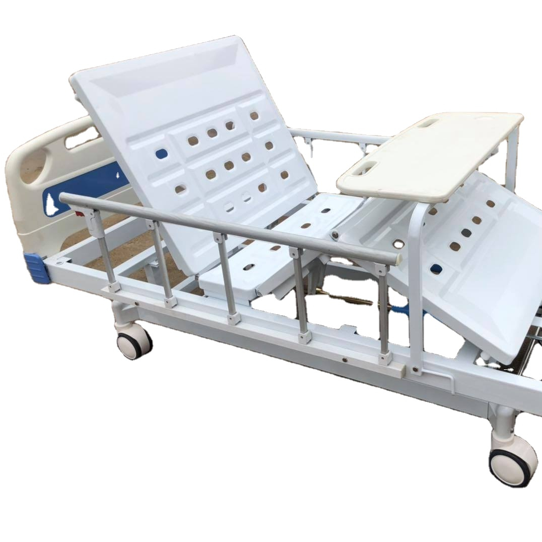 nursing adjustable medical equipment furniture 1 crank manual portable patients hospital bed with toilet for sale