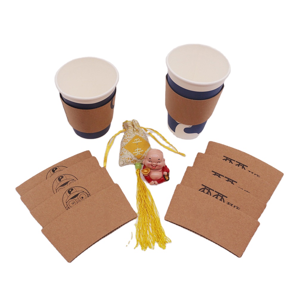 Factory wholesale disposable corrugated paper cup sleeve for 12 16 22 oz injection molded cups paper cups