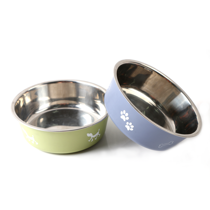 Haoji Pet Bowl Non-Skid Rubber Bottom Dog Food Bowl Stainless Steel Cat Dog Bowl Stainless Steel