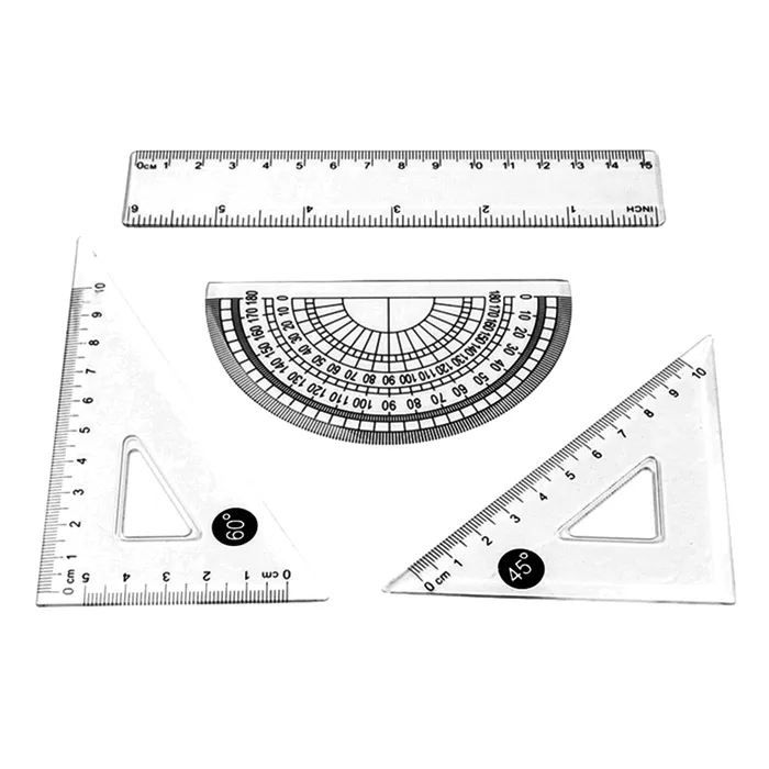 Square Standard Professional 12cm Set Protractor Plastic ruler