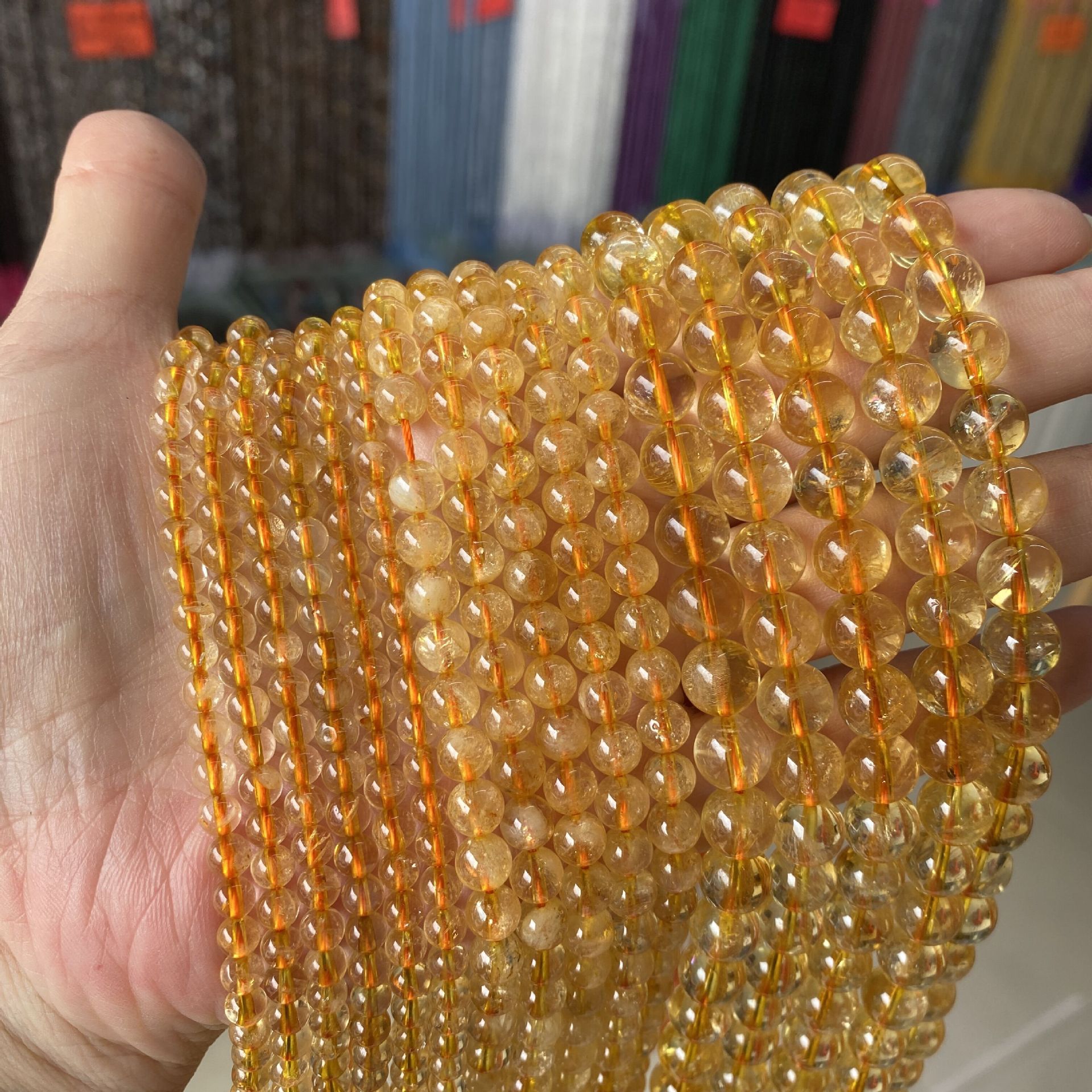 wholesale factory jade real polished round crystal stone bead natural citrine loose gemstones for jewelry making