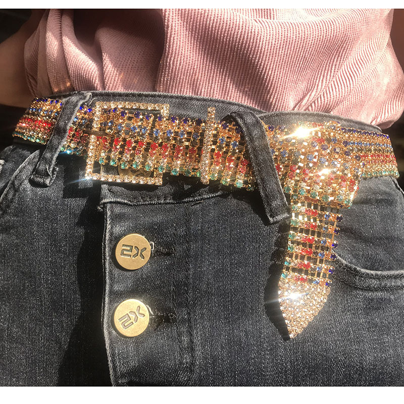 2021 Flash Crystal Belt with adjustable metal buckle long belt Party Club Rhinestone waist chain