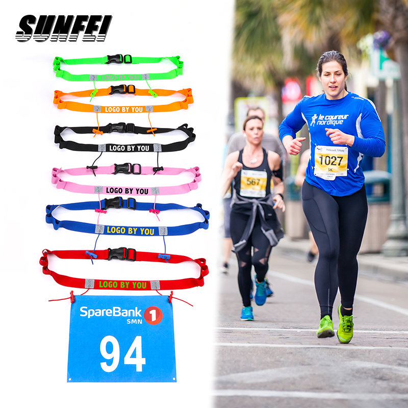 elastic energie belts custom logo race number Holder Reflective Marathon Number belts Adjustable running waist belt