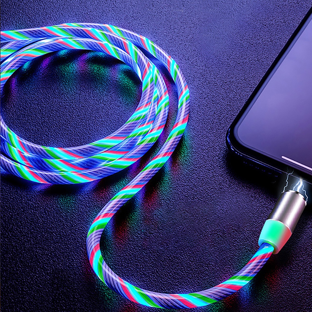 Amazon LED светящееся магнитное зарядное устройство usb кабель Type C Micro USB C 8 Pin 3 в 1 Магнитный светодиодный кабель для iphone