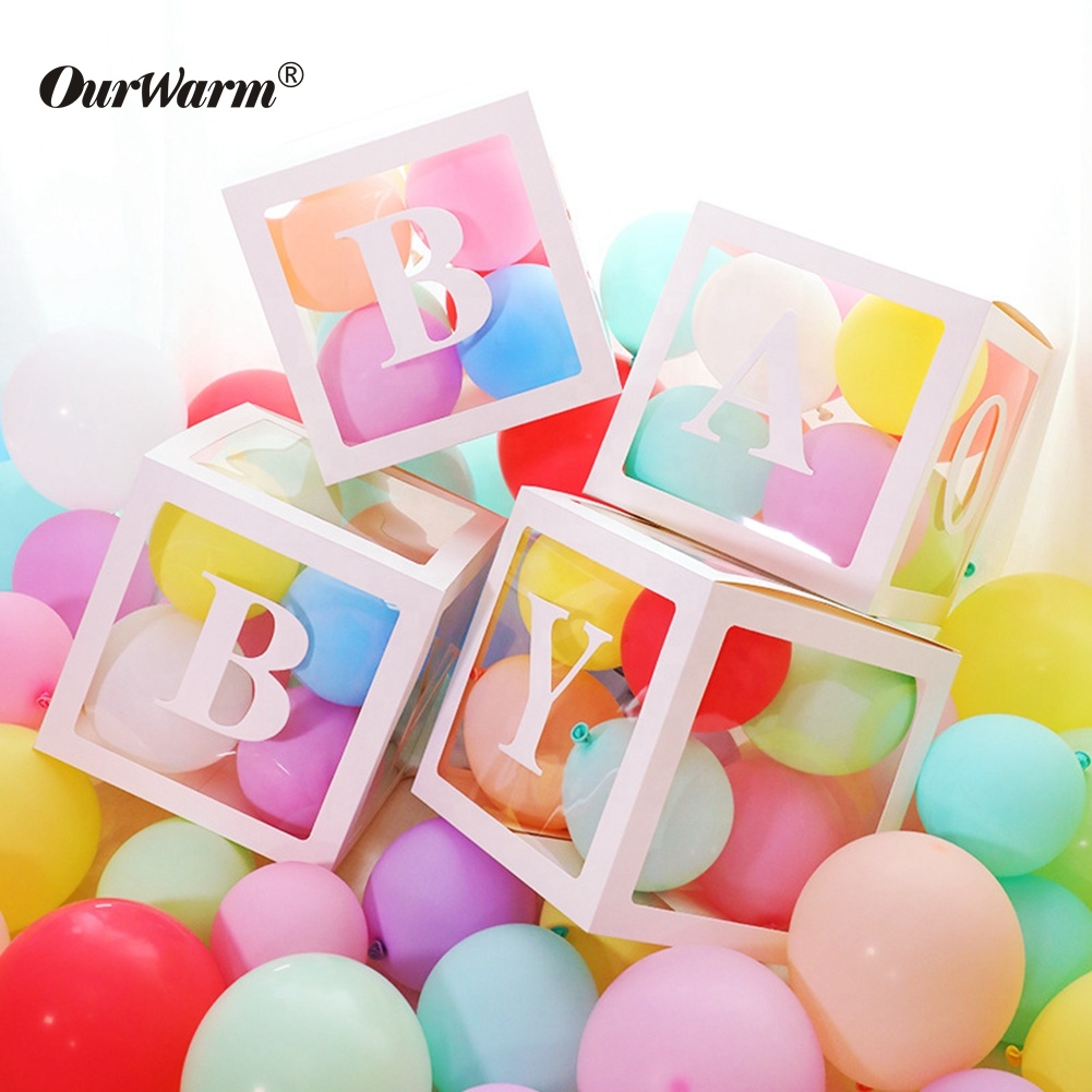 OurWarm, Новое поступление, 4 шт., коробка с буквами, имя ребенка, воздушные шары на день рождения, коробки для детского душа