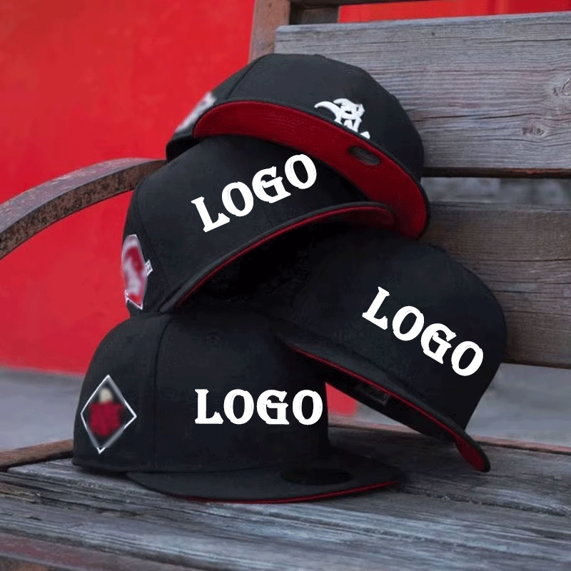 Wholesales Customized 3d Embroidered Logo Baseball Hat Side Patch Outdoor Sports Flat Brim Fitted Hat Snapback Gorras De Hombre