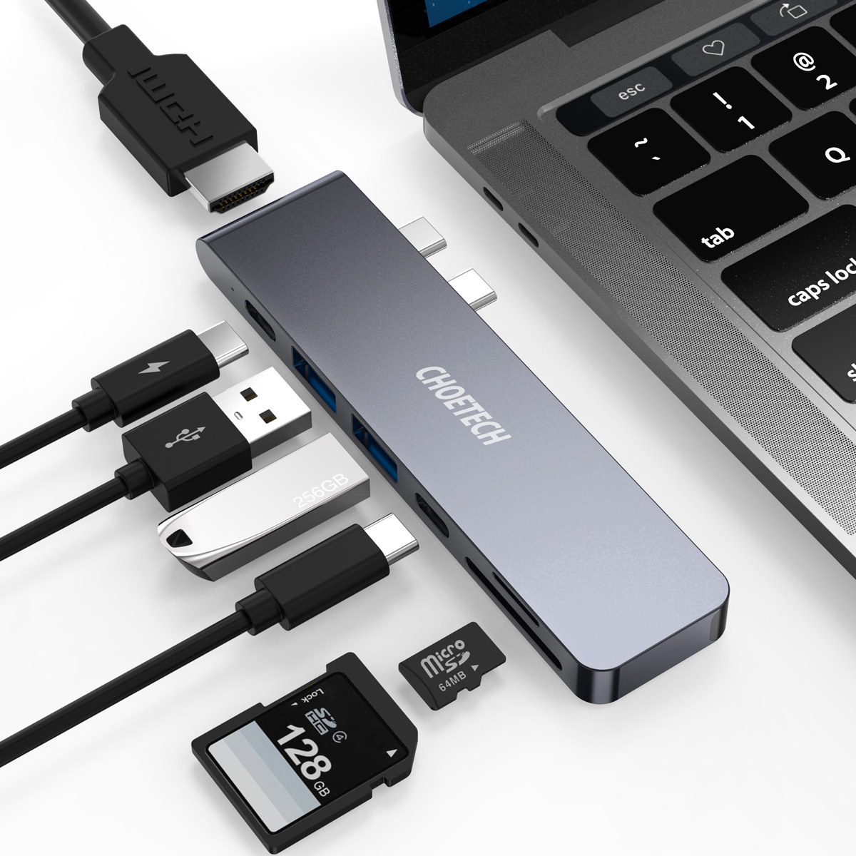 Шэньчжэнь алюминиевый сплав 7 в 1 USB-C многопортовый питания ноутбука адаптер док-станция USB