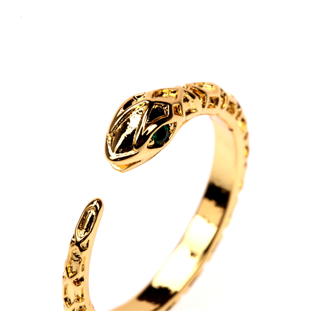 classic stylish snake shape copper gold plated finger rings cz jewelry wholesale for women