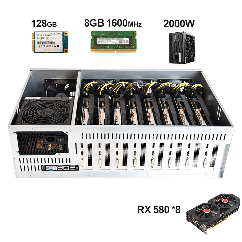 Комплект материнской платы 8 шт. GPU RX 580 8G S37 V2 комбинированный 64 Гб MSATA SSD кабель питания с памятью DDR3 8 Гб