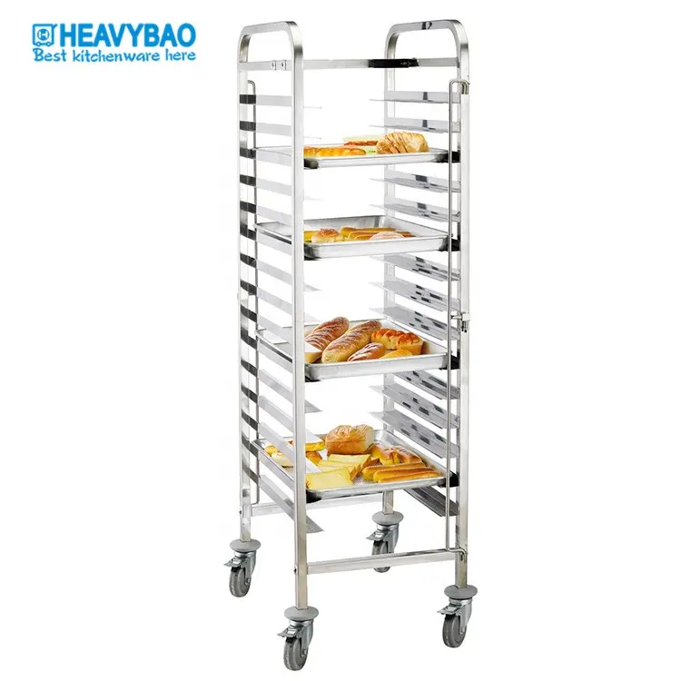 Heavybao Bakery Tools Equipment Stainless Steel Kitchen Food Serving Bread Dessert Transport Rack Trolleys