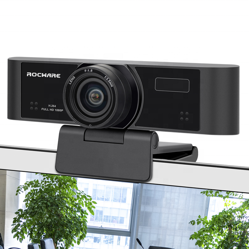 Rocware Wide Angle 1080P PC USB EPTZ Anchor webcam with Microphone Auto Focus HD Beauty Live stream Camera for skype zoom