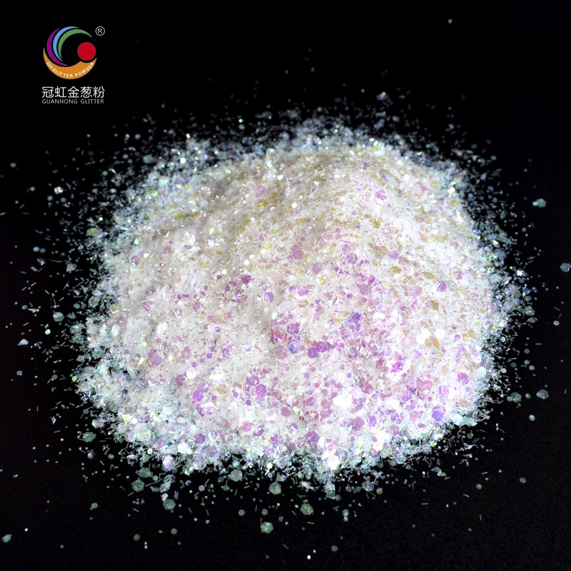 GUANHONG GLITTER Cosmetic Grade Solvent Resistant Iridescent Polyester Mixed Glitter Eyeshadow Lipgloss Glitter Powder