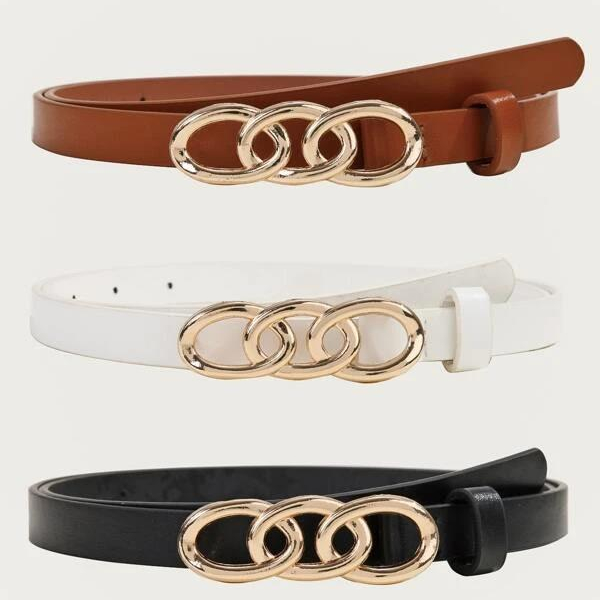 Women Casual Dress Belt Fashion Leather Belt with O Ring Buckle for Jeans Pants