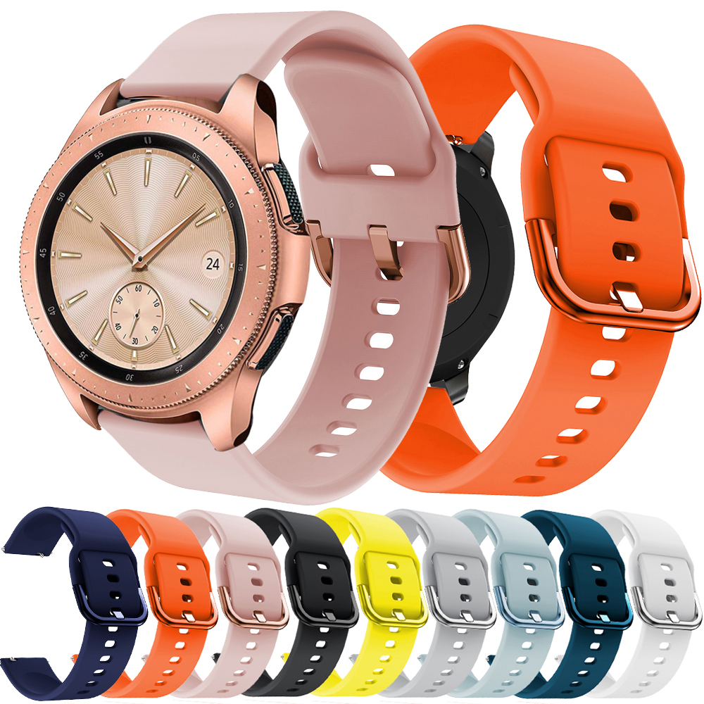 Ремешок силиконовый для Samsung Galaxy Watch 42 мм 22 мм, однотонный браслет с классической пряжкой для Samsung Galaxy Watch 46 мм, 20 мм
