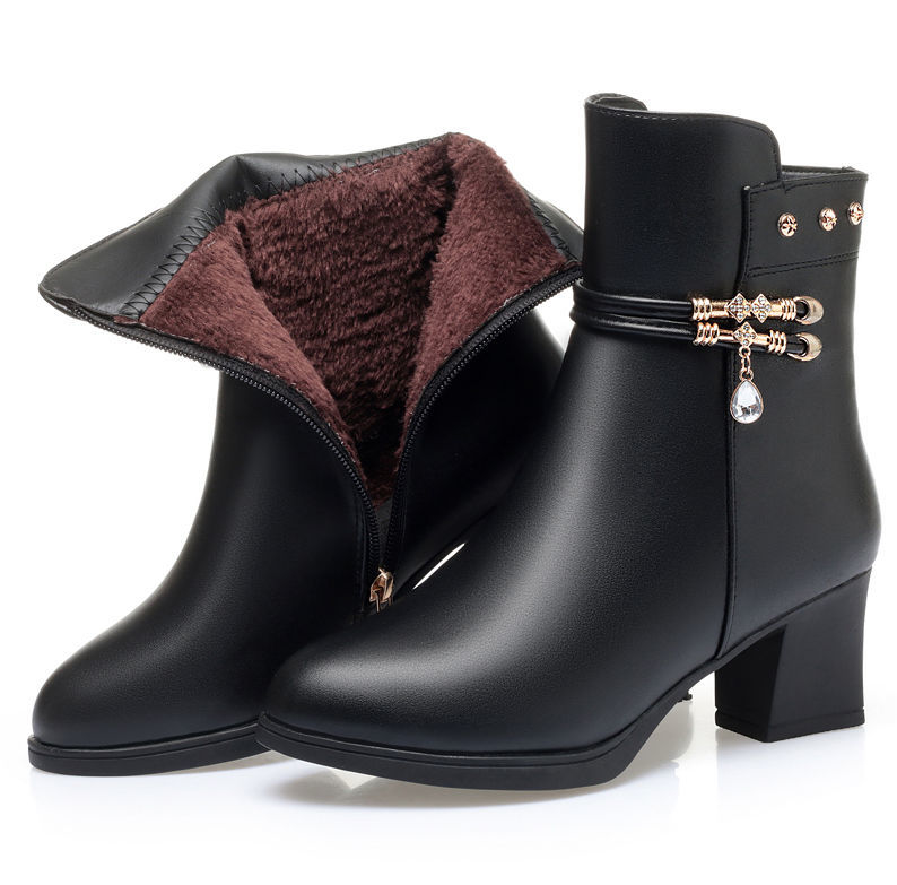 2024 HY Winter Shoes For Women Soft Leather Thickened Boots For Women Oversized Fashion Snow Boots