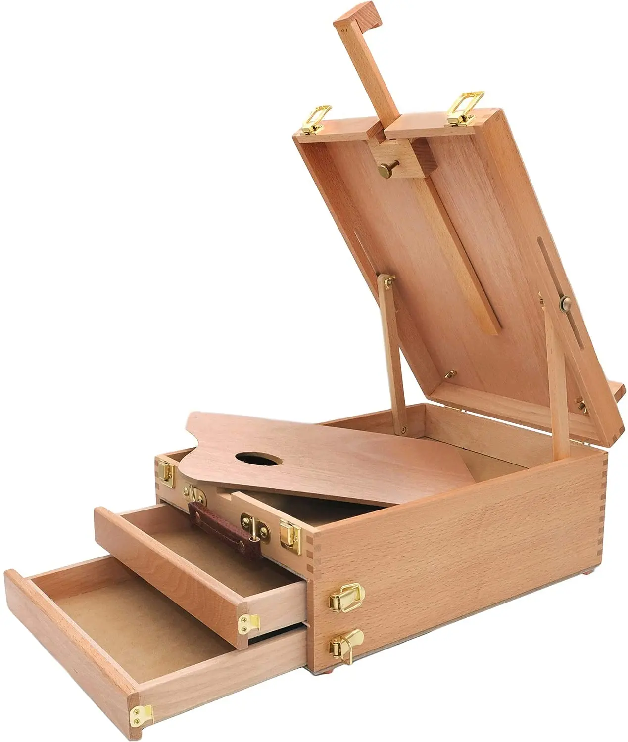MEEDEN Artist Tabletop Sketchbox Easel -Multi-Function Adjustable Beech Wood Sketch Box With 2-Drawers And 1-Paint Palette