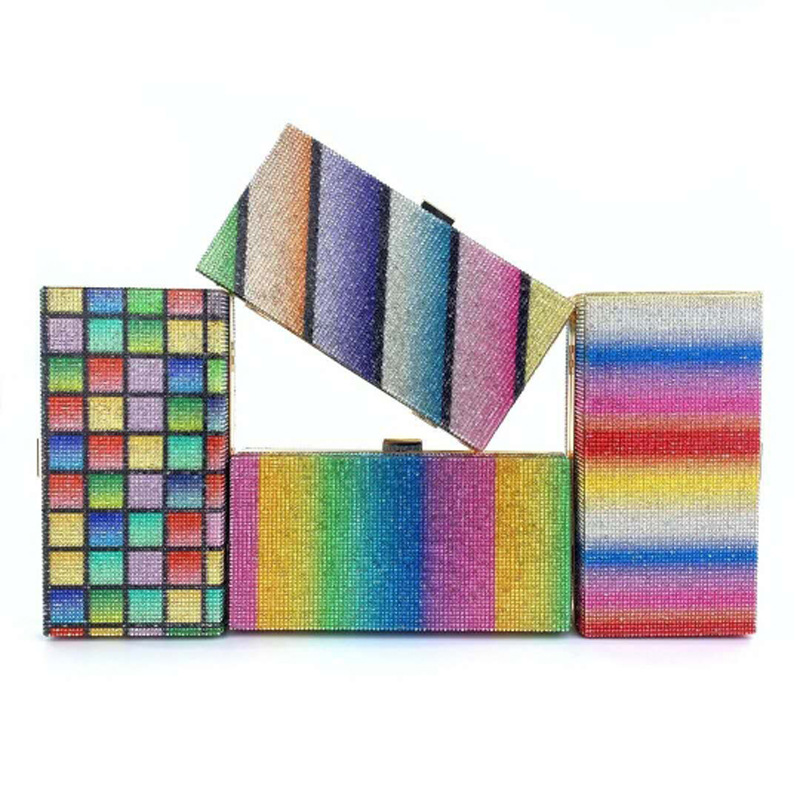 Yzora 2021 square rhinestone luxury evening crystal clutch purse bags shoulder purses ladies handbags for women