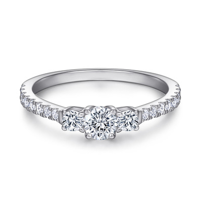 PONEES Fashion 925 Sterling Silver Ring Index Finger Ring Row Diamond Four Claw Diamond Ring Jewelry For Women