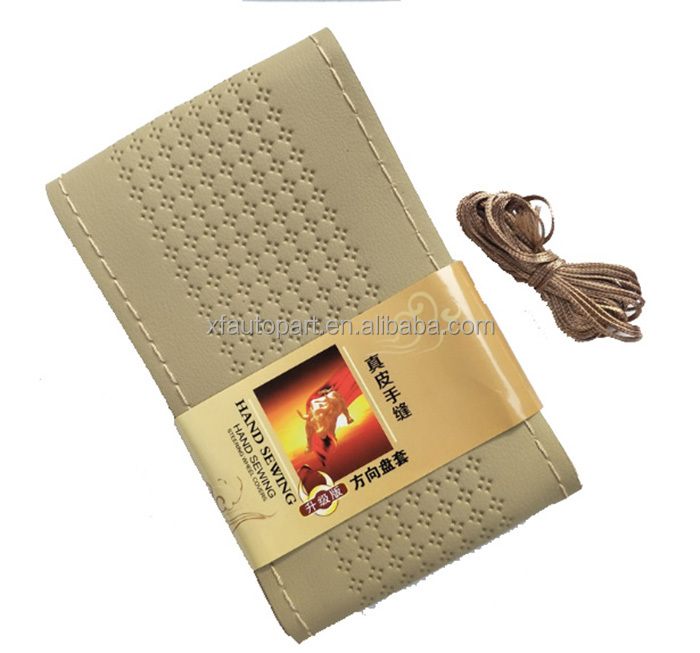Full set stretchable leather car steering wheel cover self stitching hot sell in India