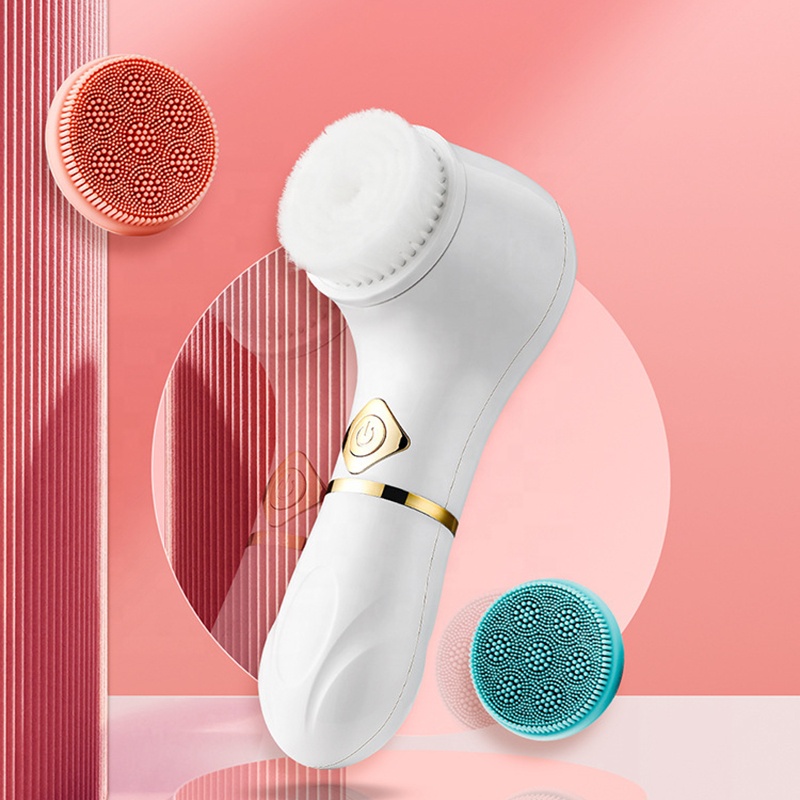Hot products custom women beauty tools ultrasonic skin care face sonic electric 3 in 1 silicone facial cleansing brush