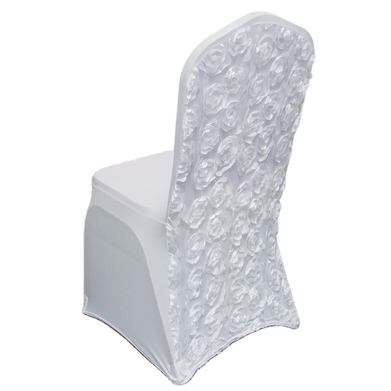 Banquet Party Decoration Spandex White Rosette Wedding Chair Covers