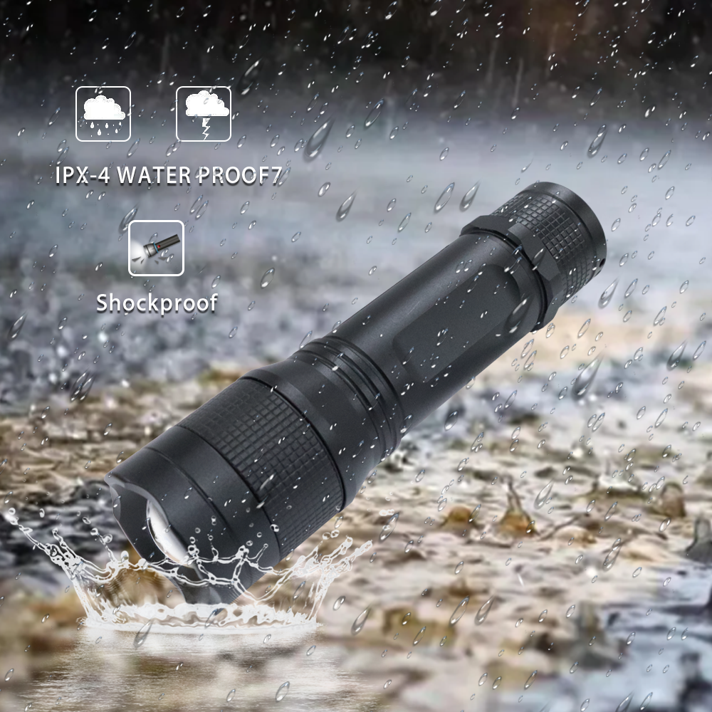 Portable Replaceable Battery 2000LM High Lumens Torch Zoomable LED Tactical Anti-fall Anti-shock Flashlight