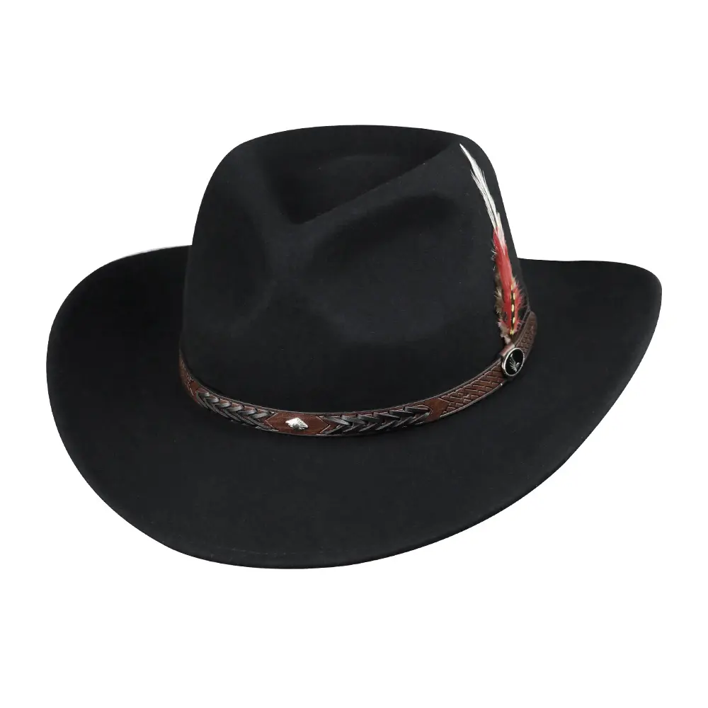 LiHua Custom Made High Quality Wool Felt Cowboy Hat Australian Wool Felt Hat With Decoration
