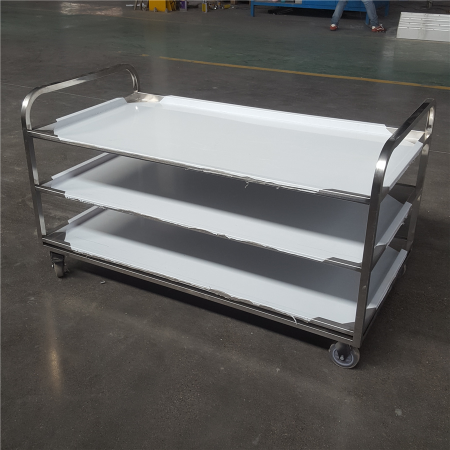stainless steel design hotel table outdoor serving trolley dinning modern bar tea hot food 3 tier cart serving trolley