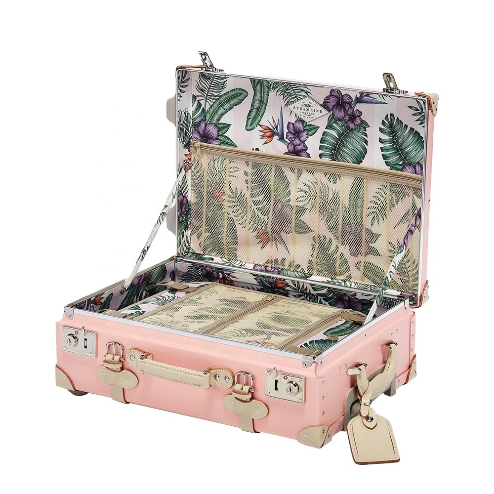 2021 hot sale custom pink leather suitcase leather travel suitcase suitcase gift box with lock
