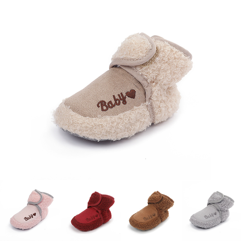 Baby Unisex-Baby Cozy Fleece Booties Toddler First Walkers Booties Cotton Comfort Soft Anti-slip Infant Warm Boots