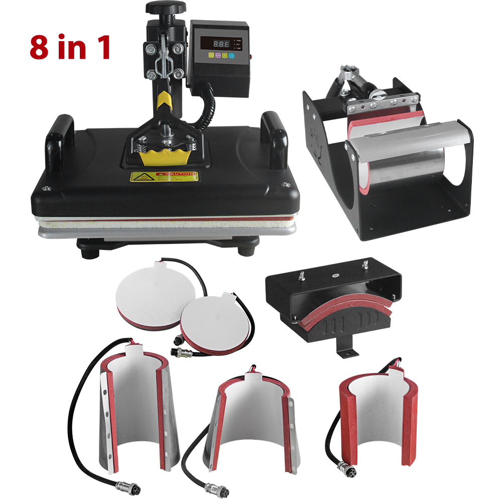 8 in 1 Digital Heat Press Machine Multifunctional Transfer Sublimation (29X38cm) Heat Platen