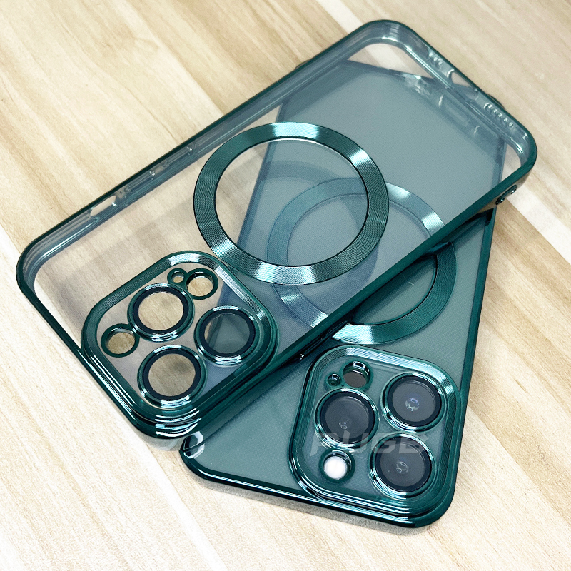 Роскошный прозрачный силиконовый чехол для телефона iPhone 14 13 12 11 Pro Max с защитой объектива для магнитного беспроводного зарядного устройства