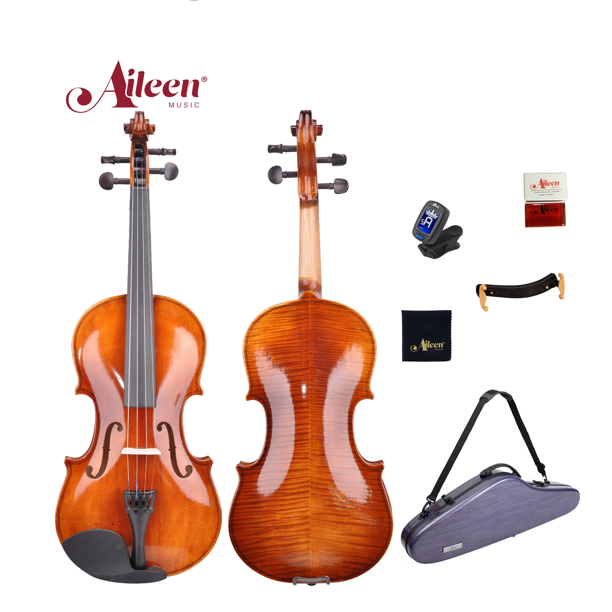 High quality antique style nice flamed ebony parts student violin (VG002-HPA)