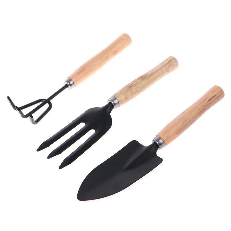 Spade Fork Shovel Rake Harrow Set Home Mini Gardening Tools Potted Landscape Plants Maintenance Suit Wood Handle Kids Gifts