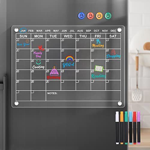 Reusable Magnetic Customized Acrylic Calendar Dry Erase Board with Memo Board set with pens