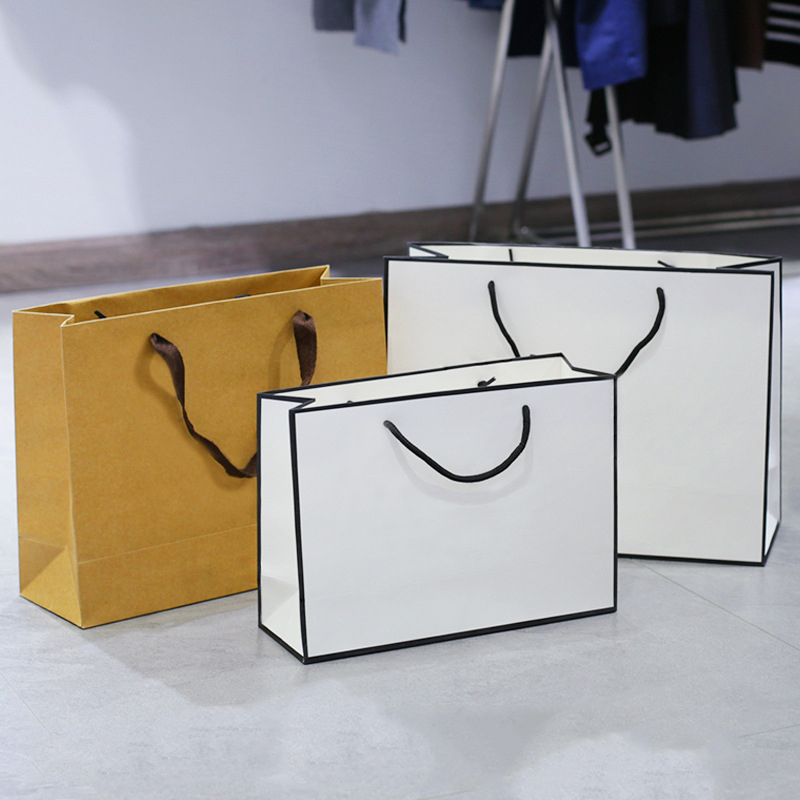 Printing Logo Thickened Kraft Paper Bag Portable Shopping Clothing Store Packaging Bag Gift Bag
