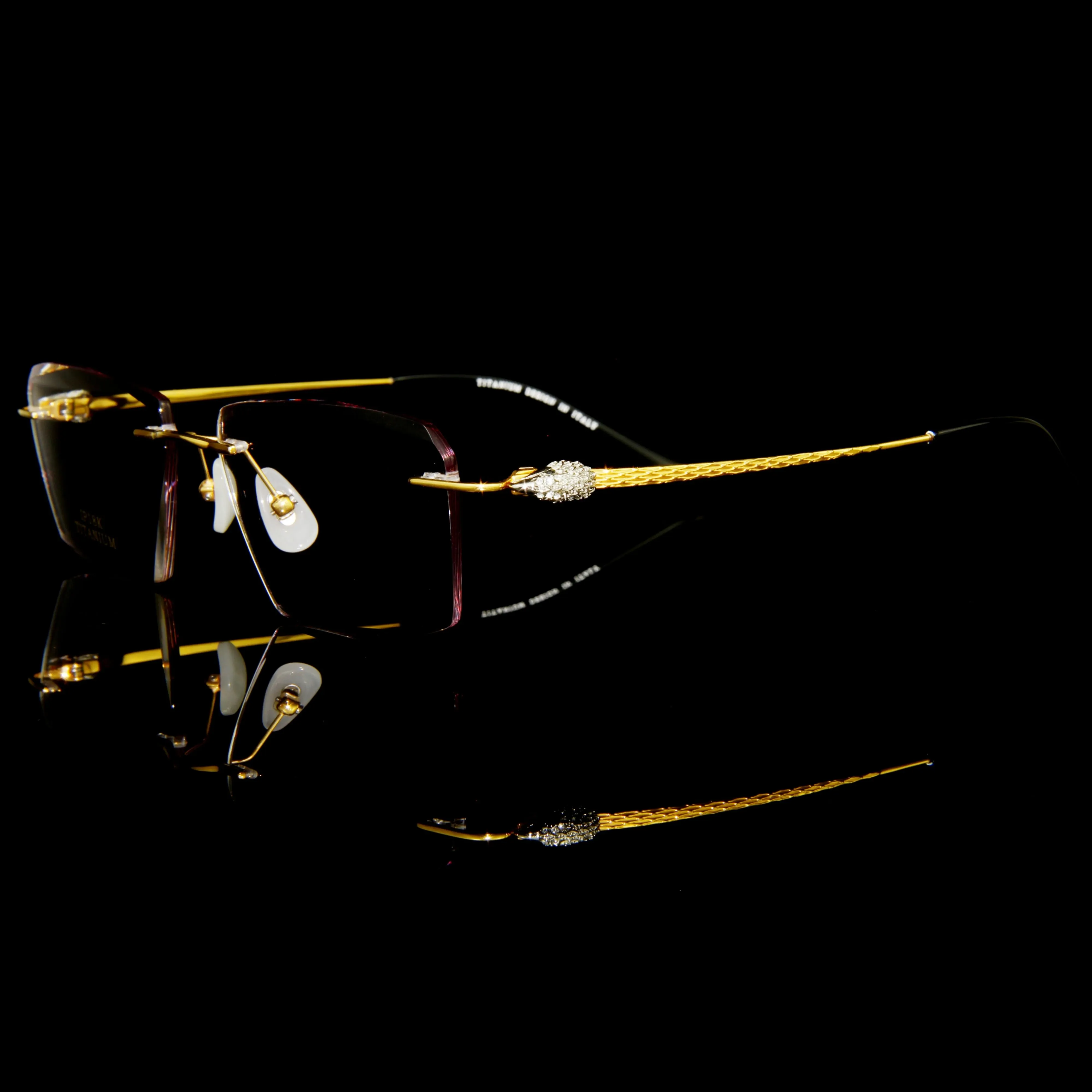 18K GOLD Eagle head titanium Luxury High End Rimless Eyewear Optical Eyeglasses Frames