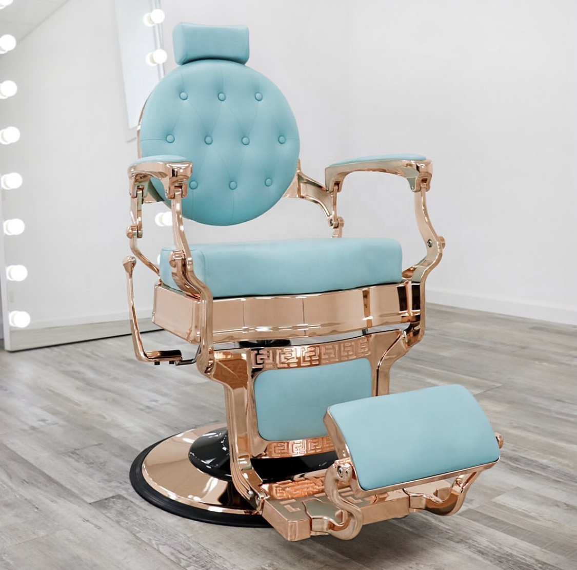 Продажа антикварных парикмахерских стульев Lily blue rose и gold; Мебель для парикмахерской оптом; Роскошные стулья для парикмахерской