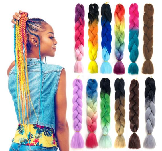 hotsale Gradient big thick loose braid jombo braid hair coloful wig