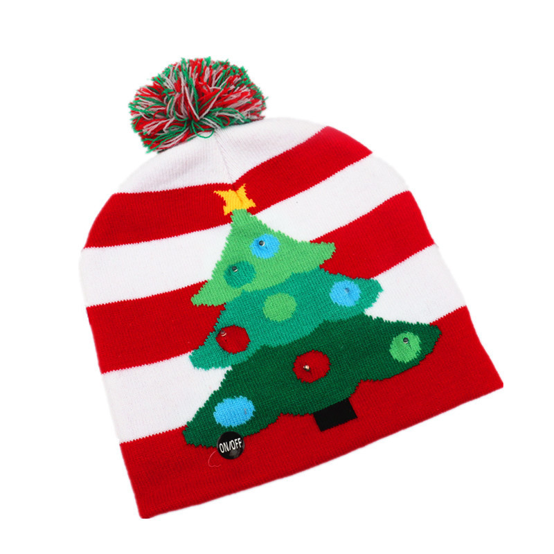 Amazon top seller led christmas hats colorful christmas knitting hat kids christmas hat light