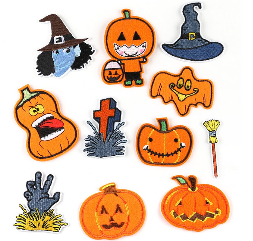 Chinese Factory Hot Sale Halloween Pattern Embroidery Patches With Clothings