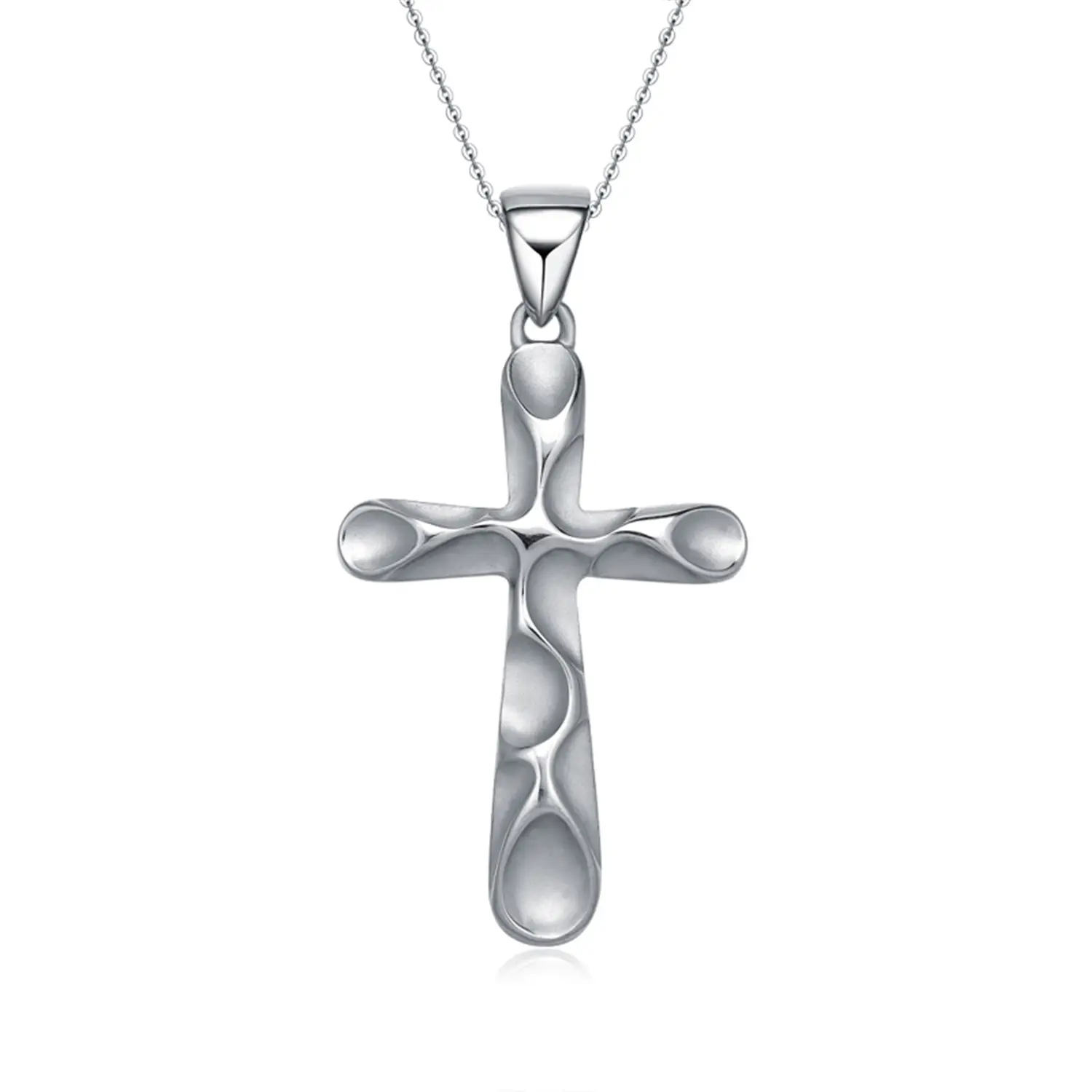 Wholesale High Quality Rhodium Plated Personalized 925 Sterling Silver Jewelry Charm Cross Pendant Necklace