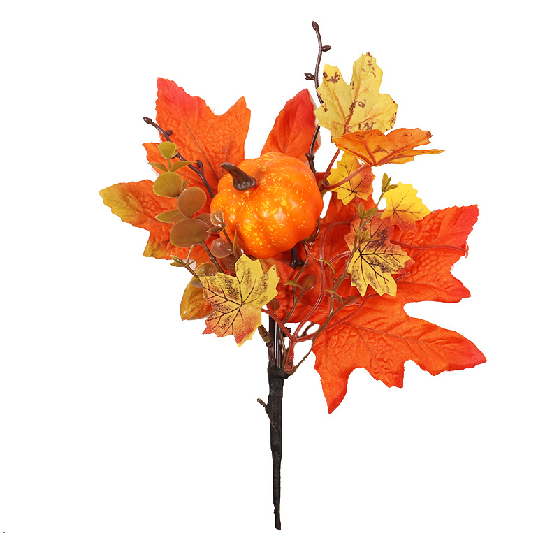 Harvest Autumn Ornament Halloween Decor Artificial Maple Leaf Pumpkin Berry Branches