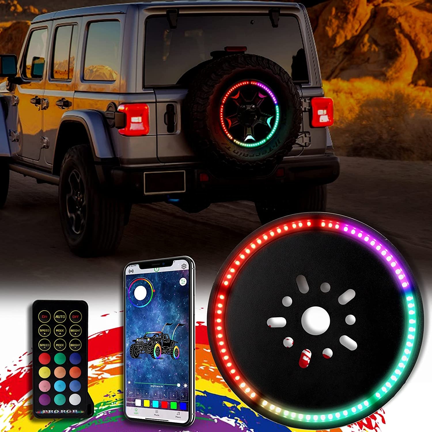 led Spare Tire Brake Light Red 3rd Third Brake Light & Dream Color 75-LED Rear Spare Wheel Lights