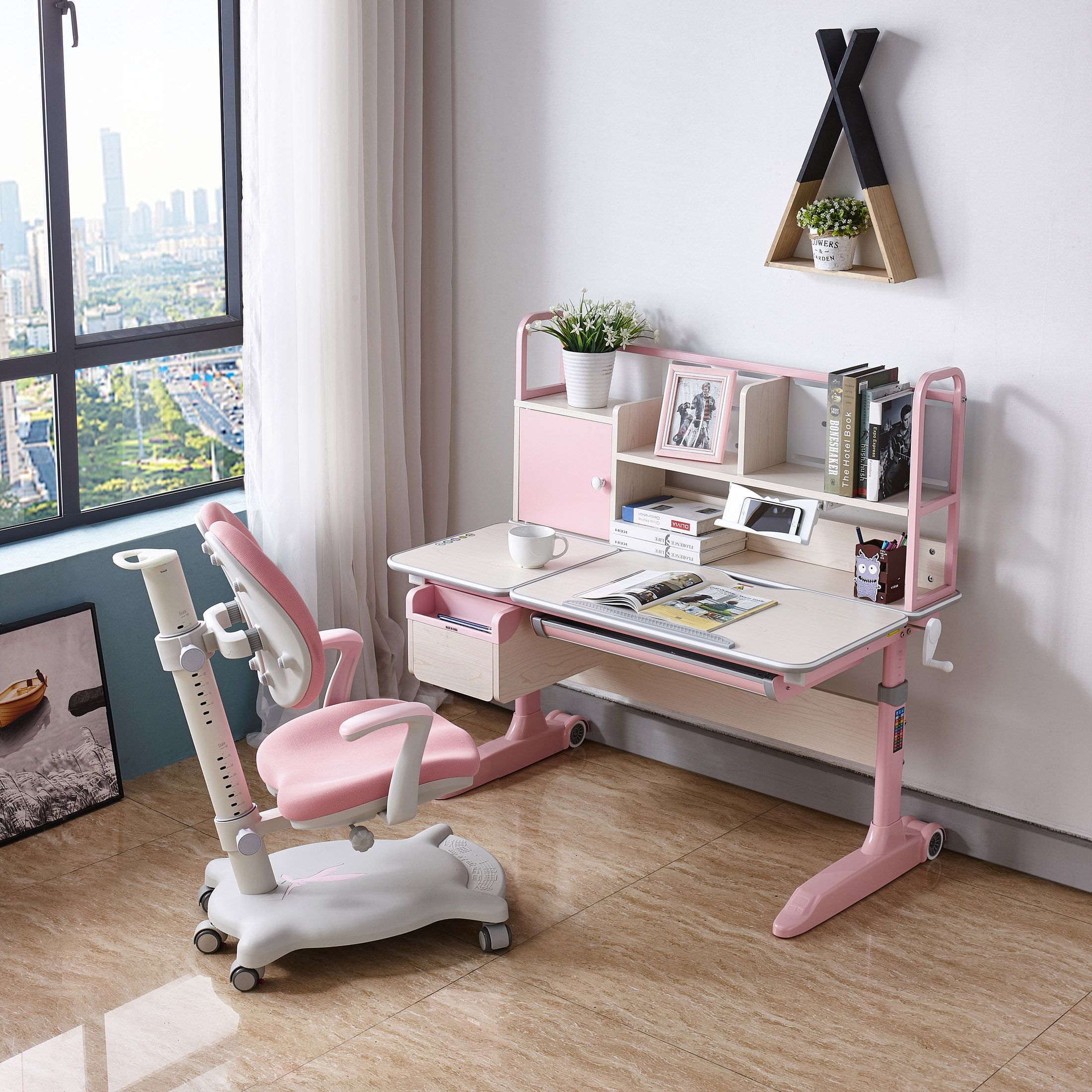 Greenfield Furniture Height Adjustable Kids Desk And Chair Multifunctional Ergonomic For Kids Study Desk