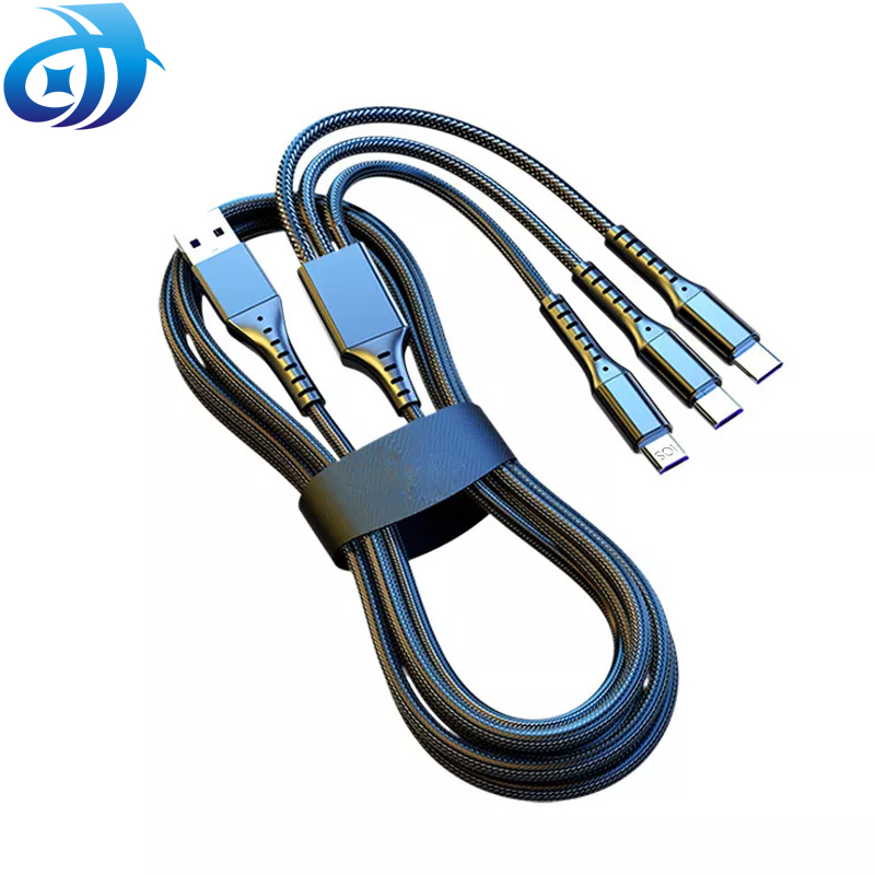 1 м 3 в 1 Micro USB Тип C зарядный кабель с несколькими Usb-портами нейлоновая оплетка Usb 5A зарядная линия для мобильного телефона 66 Вт телефонные кабели