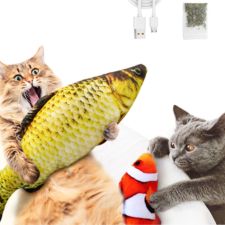 Оптовая продажа, Amazon, лучшая плюшевая игрушка для рыбы с USB зарядкой, электрическая имитация рыбы, Интерактивная мягкая игрушка для кошек и рыб