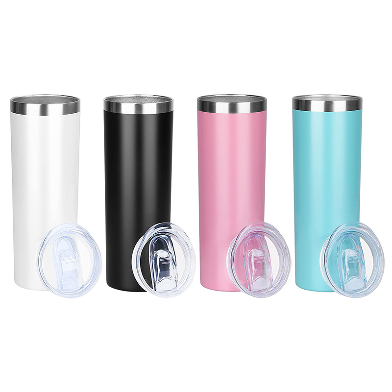 Factory hot sell 20oz stainless steel vacuum insulate double walled coffee mug travel skinny tumbler with lid